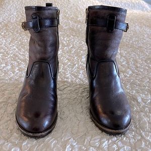 TORY BURCH PRIMROSE SHERPA LINED WEDGE BROWN LEATHER!